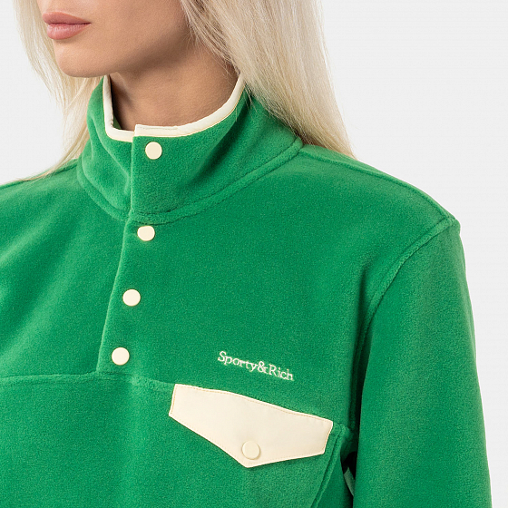 Толстовка Sporty & Rich Serif Logo Polar Sweatshirt  SS23 от Sporty & Rich в интернет магазине www.traektoria.ru - 5 фото
