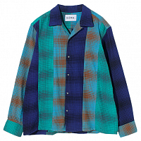 Noma t.d. N Ombre Plaid Patcwork Shirt Navy/Emerld/Water