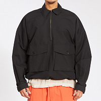 S.K. MANOR HILL Skiff Pullover Jacket - Black Coated Linen/cotton BLACK COATED