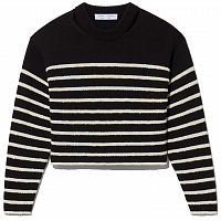Proenza Schouler White Label Boucle Stripe Sweater BLACK/OFF WHITE