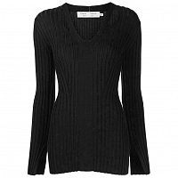 Proenza Schouler White Label Merino RIB Knit V-neck Sweater BLACK
