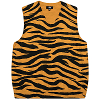 Stussy Tiger Printed Sweater Vest MUSTARD