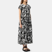 Noma t.d. Gathered Maxi Dress CROSSED PAISLEY - BLACK