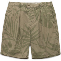 Engineered Garments Sunset Short  Cotton Poplin KHAKI/OLIVE LEAF PRINT COTTON POPLIN