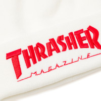 Thrasher Embroidered Logo Beanie WHITE/RED