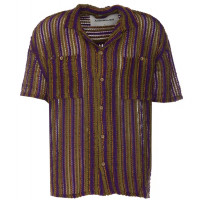 Andersson Bell Sheer Knit Open Collar Shirts PURPLE