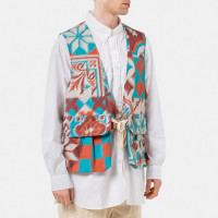 Engineered Garments Fowl Vest BLUE COTTON ISLAMIC TILE PRINT