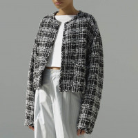 AURALEE Homespun Summer Tweed Blouson WHITE X BLACK