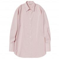 AURALEE Finx Polyester Stripe Shirts PINK BEIGE STRIPE