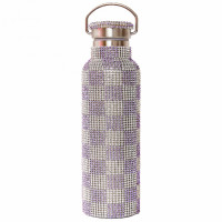 Collina Strada Rhinestone Water Bottle LILAC CHECK