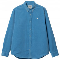 Carhartt WIP L/S Madison Fine Cord Shirt PISCINE / WHITE