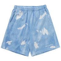 Sporty & Rich Serif Logo Embroidered TIE DYE GYM Short Hydrangea/White