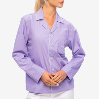 Sporty & Rich Serif Logo Pyjama Shirt Lilac/White