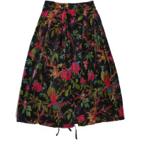 Engineered Garments Tuck Skirt Black Cotton Bird Print Velveteen