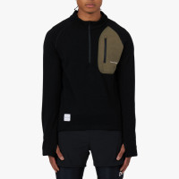 District Vision Half-zip Merino Grid Fleece BLACK