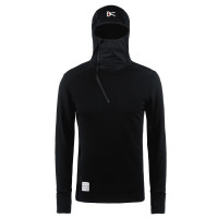 District Vision Hooded Merino Grid Fleece BLACK