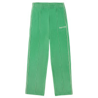 Sporty & Rich Italic Logo Embroidered Velour Track Pant Verde/White